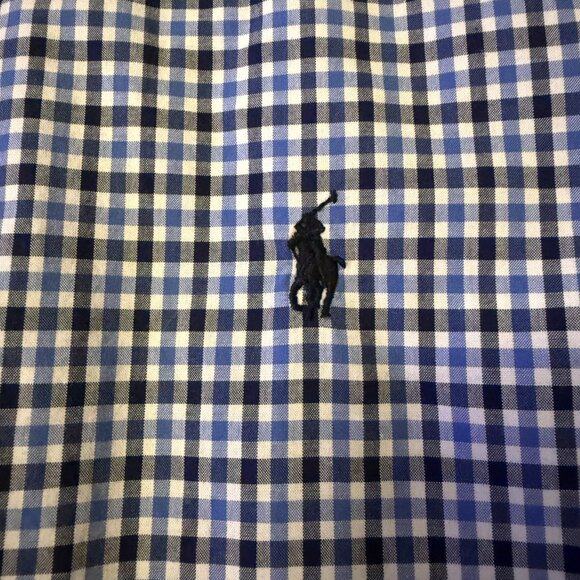 Boys X Large (18-20) Ralph Lauren Polo Button Down Long Sleeve Navy Check EUC - Picture 3 of 6
